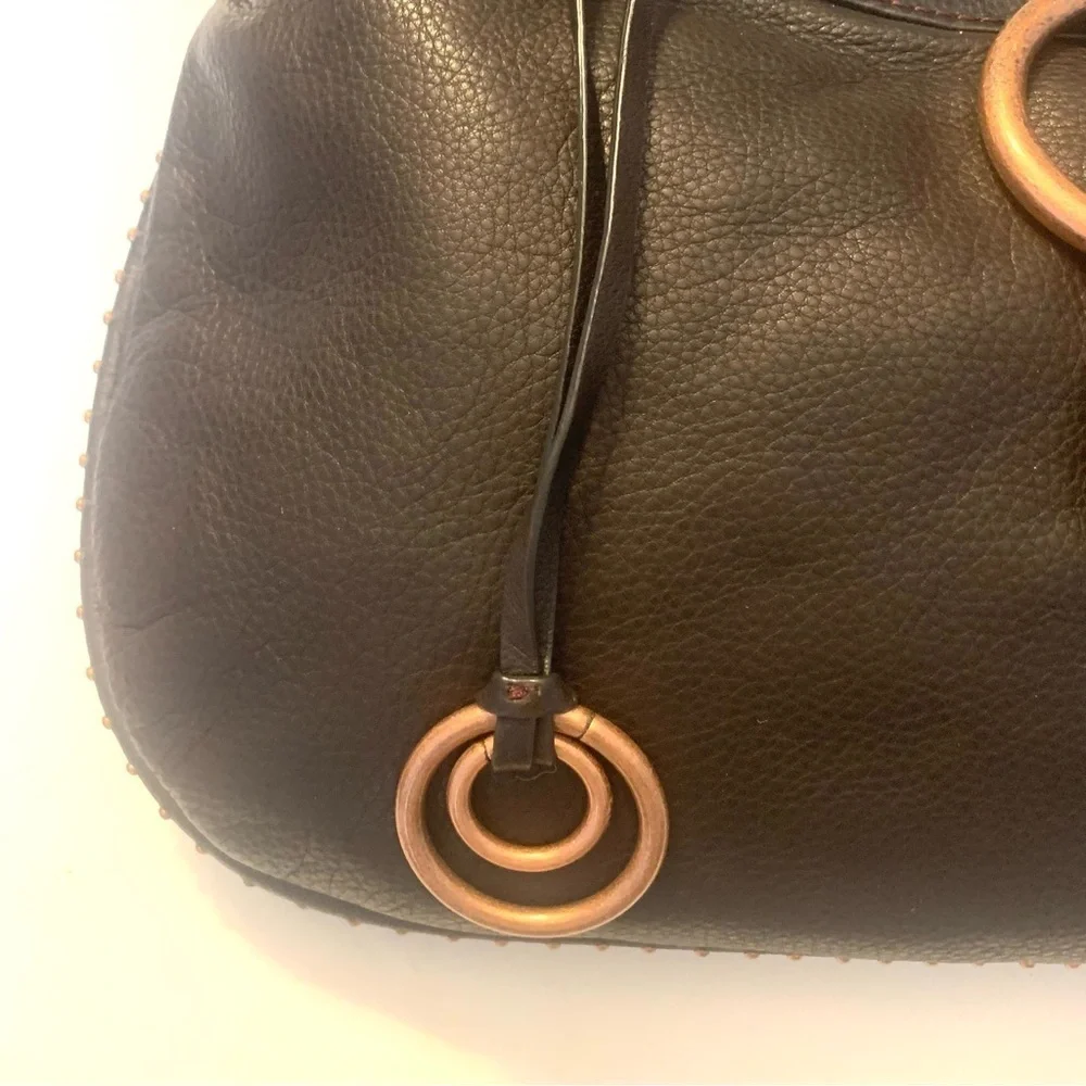 KATE LANDRY Brown Large Leather Hobo Shoulder Handbag